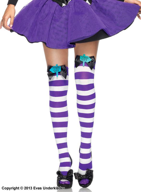 Mad Hatter Bow Top Thigh Highs